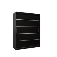 SCHWEBETÜRENSCHRANK 200/150/62 2-türig - Silberfarben/Schwarz, Holz/Kunststoff (150/200/62cm) - Abiks Möbel