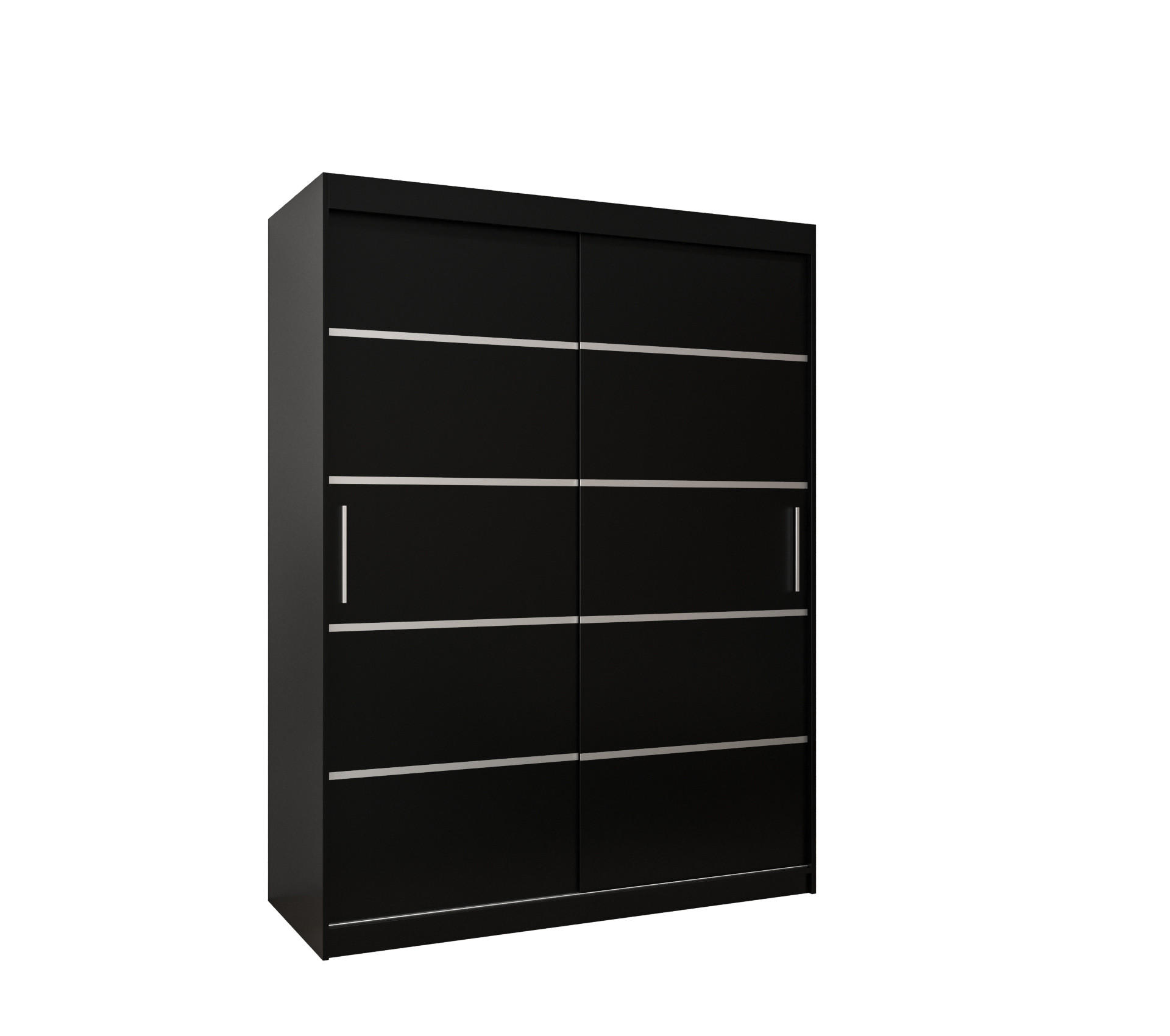 Abiks Möbel SCHWEBETÜRENSCHRANK Schwarz, Silber 150cm × 62cm × 200cm