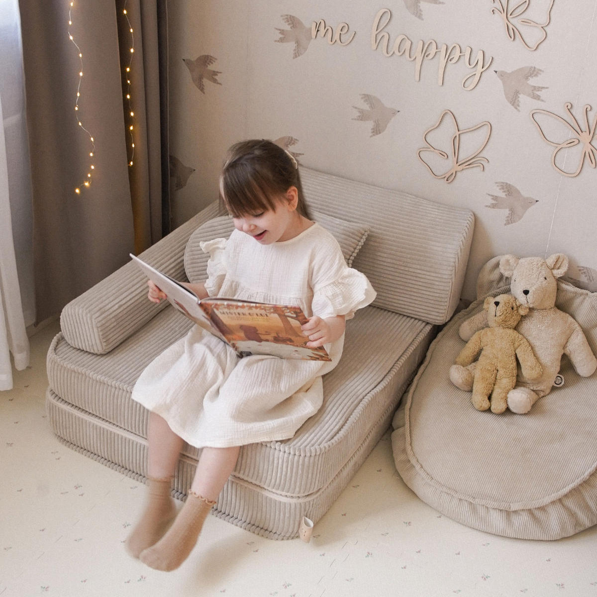 KINDERSESSEL modular 3-in-1 ausklappbar aus Cord in Braun - Dunkelbraun, Textil (60/50/50cm) - MeowBaby