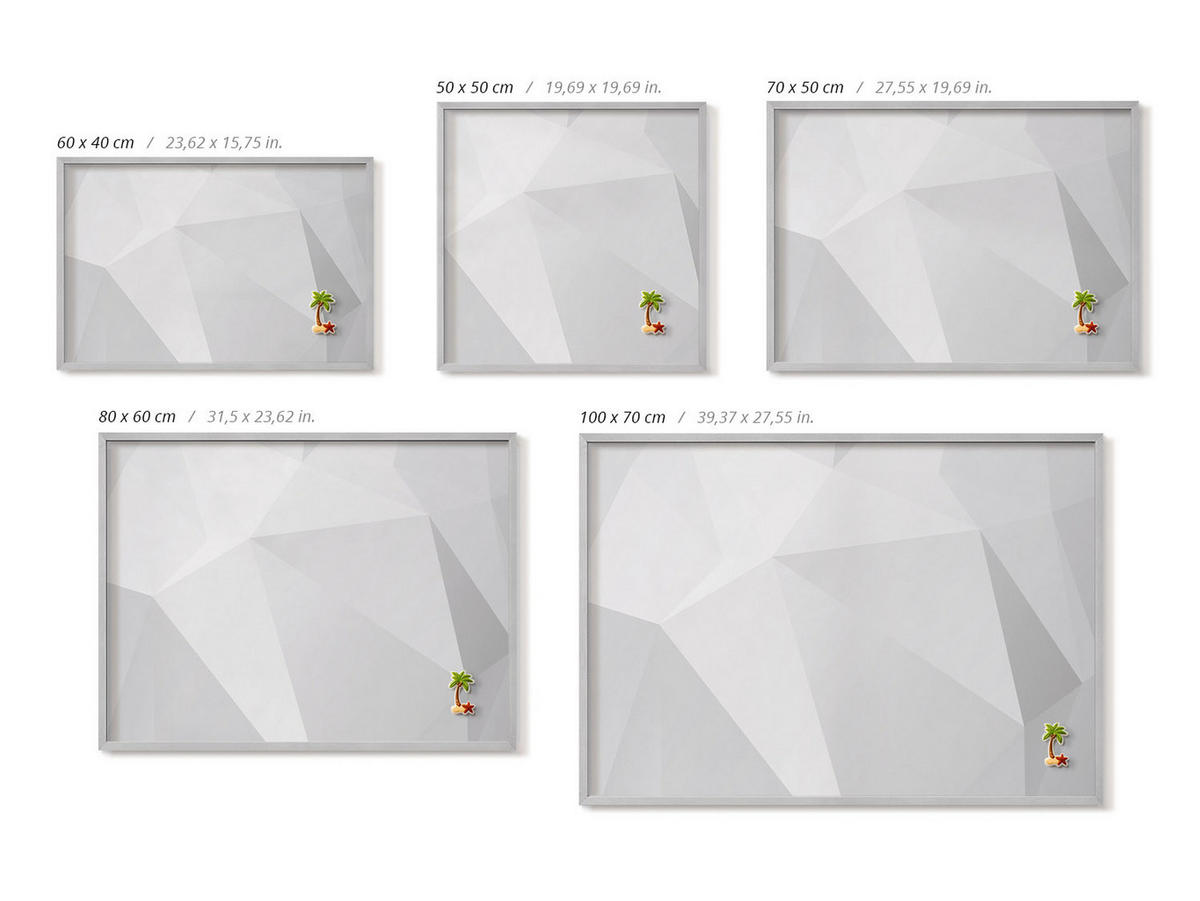 MAGNETTAFEL 50x50 cm Silberner Rahmen 3D Geometrischer Hintergrund - Grau, Metall (50/50/0.4cm) - TULUP