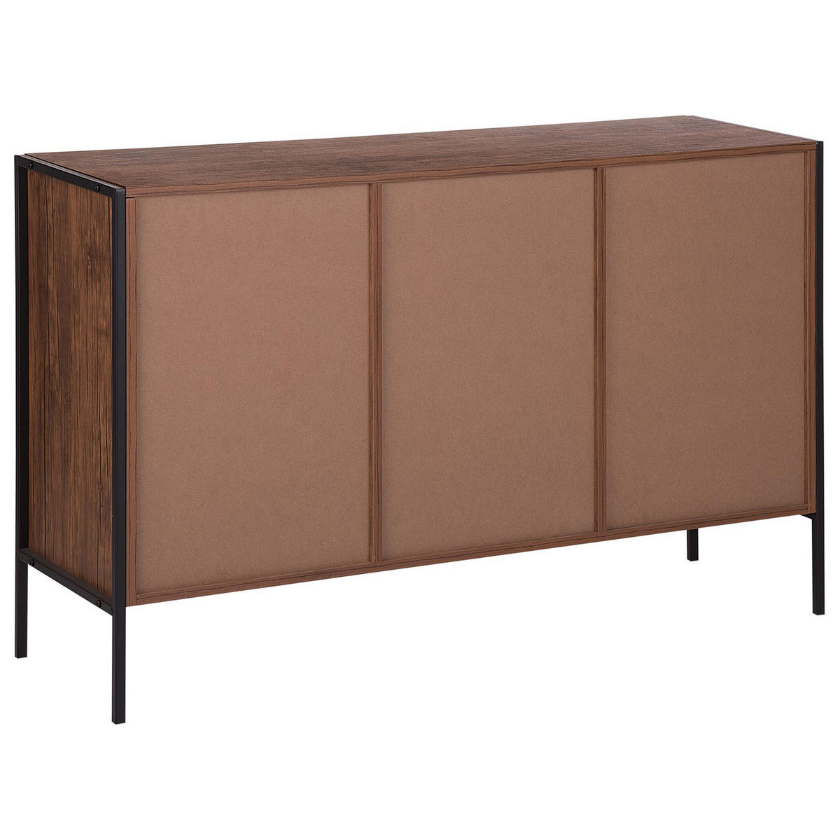 SIDEBOARD Dunkler Holzfarbton Tifton - Dunkelbraun/Schwarz, Holzwerkstoff (123/78/39cm) - Beliani