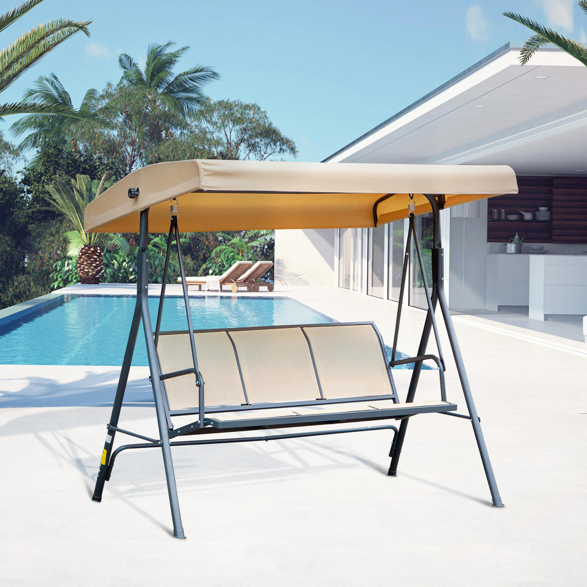 HOLLYWOODSCHAUKEL DE-15241 Beige - Beige, Metall (118/159/175cm) - ComfortXL