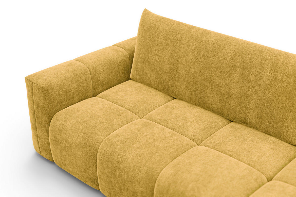ECKSOFA VERONA 4-Sitzer rechts, Gelb - Gelb/Schwarz, Holz/Textil (266/173cm) - Courtois Laville