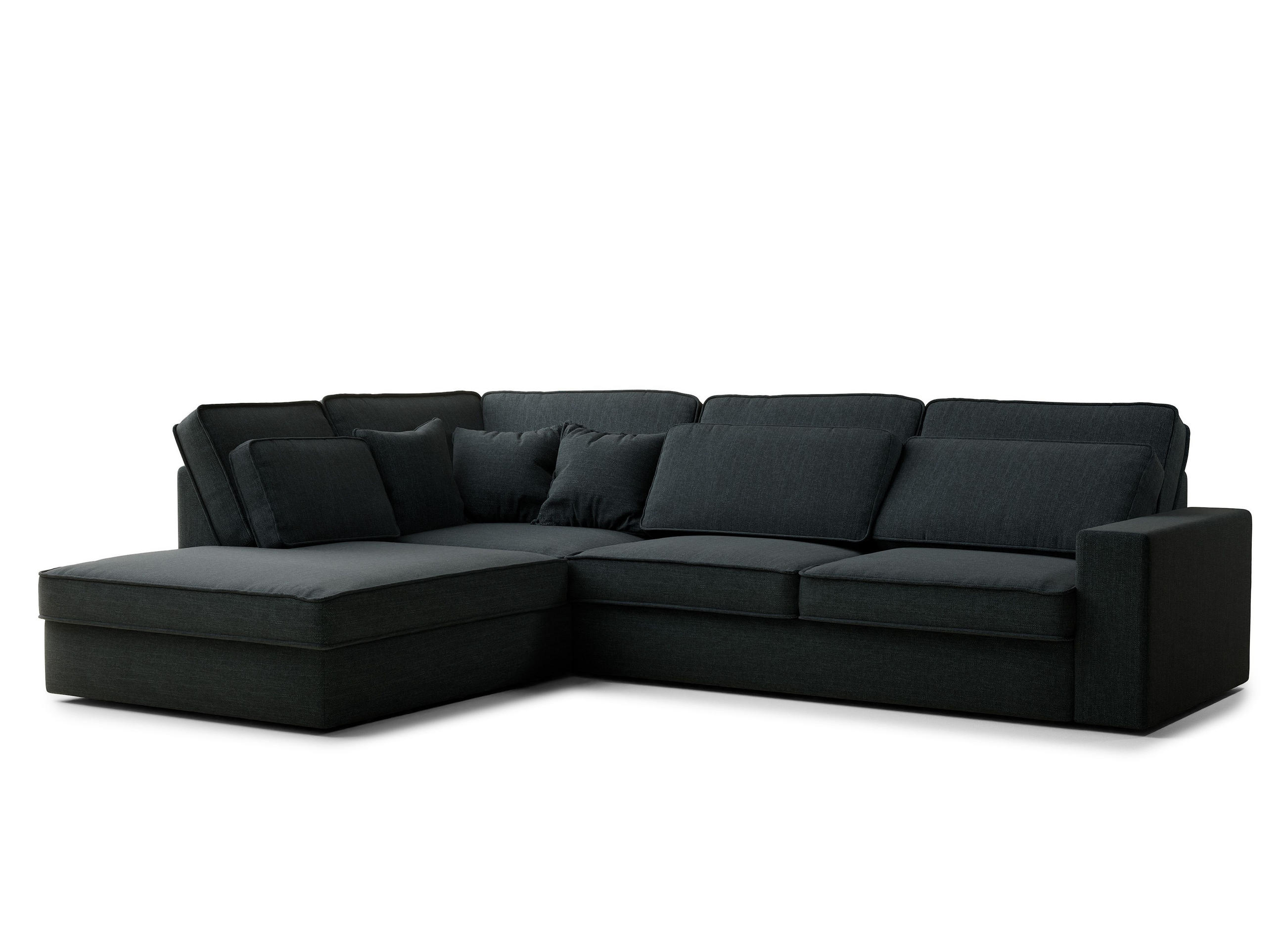 ECKSOFA Kirou Türkis Webstoff - Links Seite - Türkis/Schwarz, Holz/Holzwerkstoff (225/311cm) - Maison de Reve