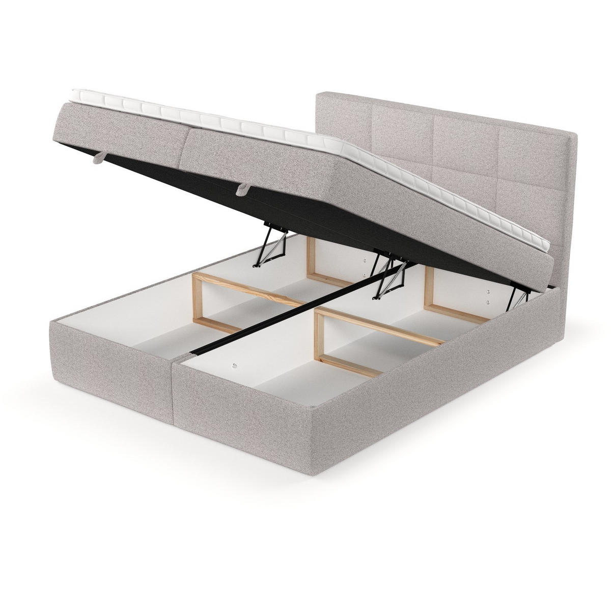 BOXBETT Velto 180/200 cm Beige im Riva Stoff - Beige/Schwarz, Holz/Holzwerkstoff (180/200cm) - AltaBeds