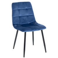 ESSZIMMERSTUHL Atina Samt, Gestell Metall Schwarz Blau - Blau/Schwarz, Textil/Metall (45/84/55cm) - TPFLiving