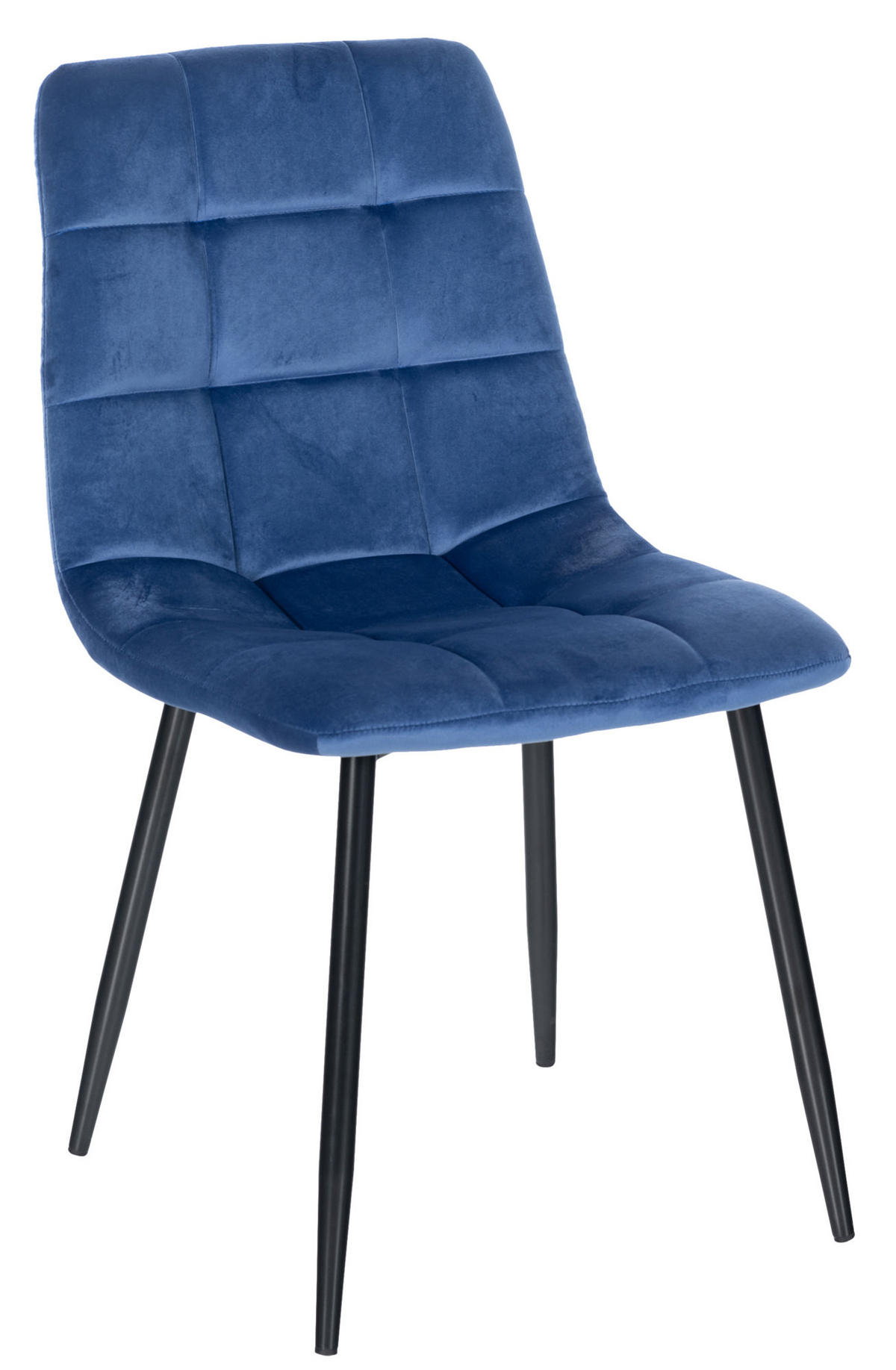 ESSZIMMERSTUHL Atina Samt, Gestell Metall Schwarz Blau - Blau/Schwarz, Textil/Metall (45/84/55cm) - TPFLiving