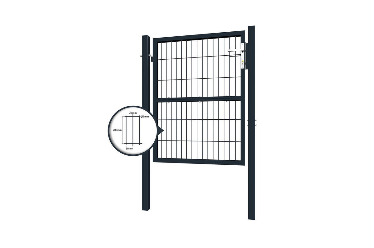 GITTERTOR Razo grau 1m H.120cm Metall - Grau, Metall (106/126cm) - Casanoov