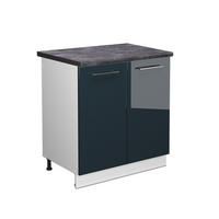SPÜLENUNTERSCHRANK Fame-Line Dunkelblau Hochglanz 80 cm, AP Anthrazit - Weiß/Dunkelblau, Holzwerkstoff (80/82/60cm) - Vicco