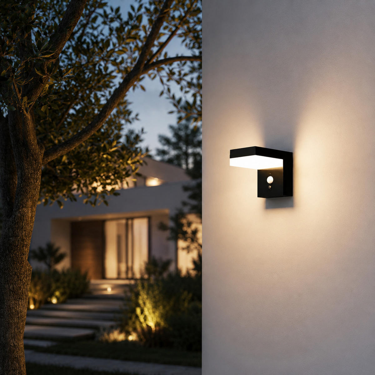 CENOVA 1000LM Solar-Sensor-Wandleuchte - Schwarz, Metall (17/10/13cm) - Lumisky
