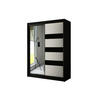 KLEIDERSCHRANK mit LED, Spiegel und Schiebetüre LOSTE- 120 cm Schwarz|Schwarz - Schwarz, Holzwerkstoff (120/215/61cm) - ALTDECOR