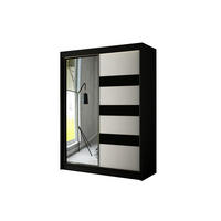 KLEIDERSCHRANK mit Spiegel und Schiebetüren LOSTE - 200 cm Schwarz|Schwarz - Schwarz, Holzwerkstoff (200/215/61cm) - ALTDECOR