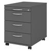 ROLLCONTAINER - 3 Materialschubladen 58/42,8/59 cm in Graphitfarben Bogengriff (Metall) - Graphitfarben, Holzwerkstoff (42.8/59/58cm) - bümö