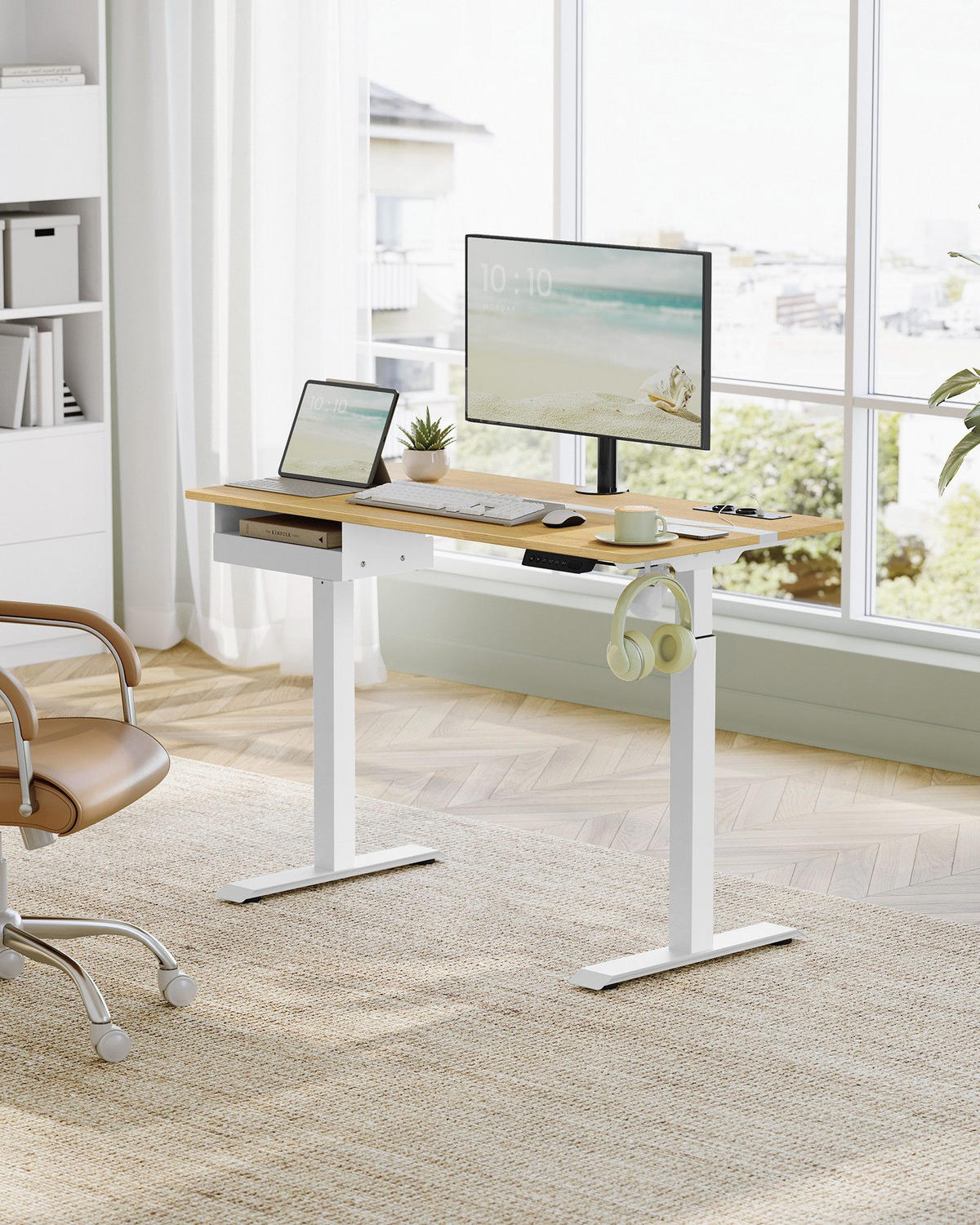 BÜROTISCH Booker - Gelb, Holzwerkstoff (120/60/120cm) - VASAGLE
