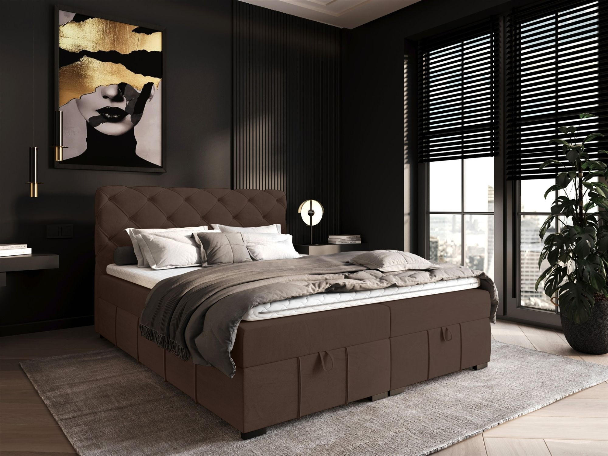 BOXBETT Gisel - Dunkelbraun, Holzwerkstoff/Textil (180/200cm) - Fun Möbel