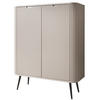 HIGHBOARD Zova Beige, Schwarze Beine, Hochkommode - Beige/Schwarz, Holzwerkstoff/Metall (103/129/39cm) - Bettso