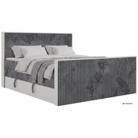 BOXSPRINGBETT TRAVIT KING DUO 160/200 - Grau Cord - Topper T25 - H3 - Schwarz/Grau, Kunststoff/Textil (160/200cm) - MKS
