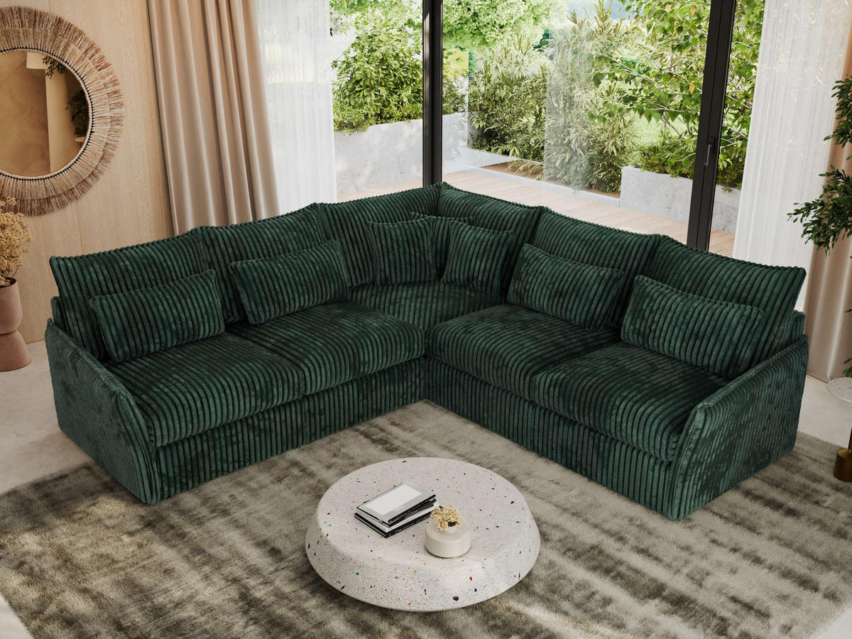 ECKSOFA VERSO L Grün Cord - Schwarz/Grün, Kunststoff/Textil (270/270cm) - MKS