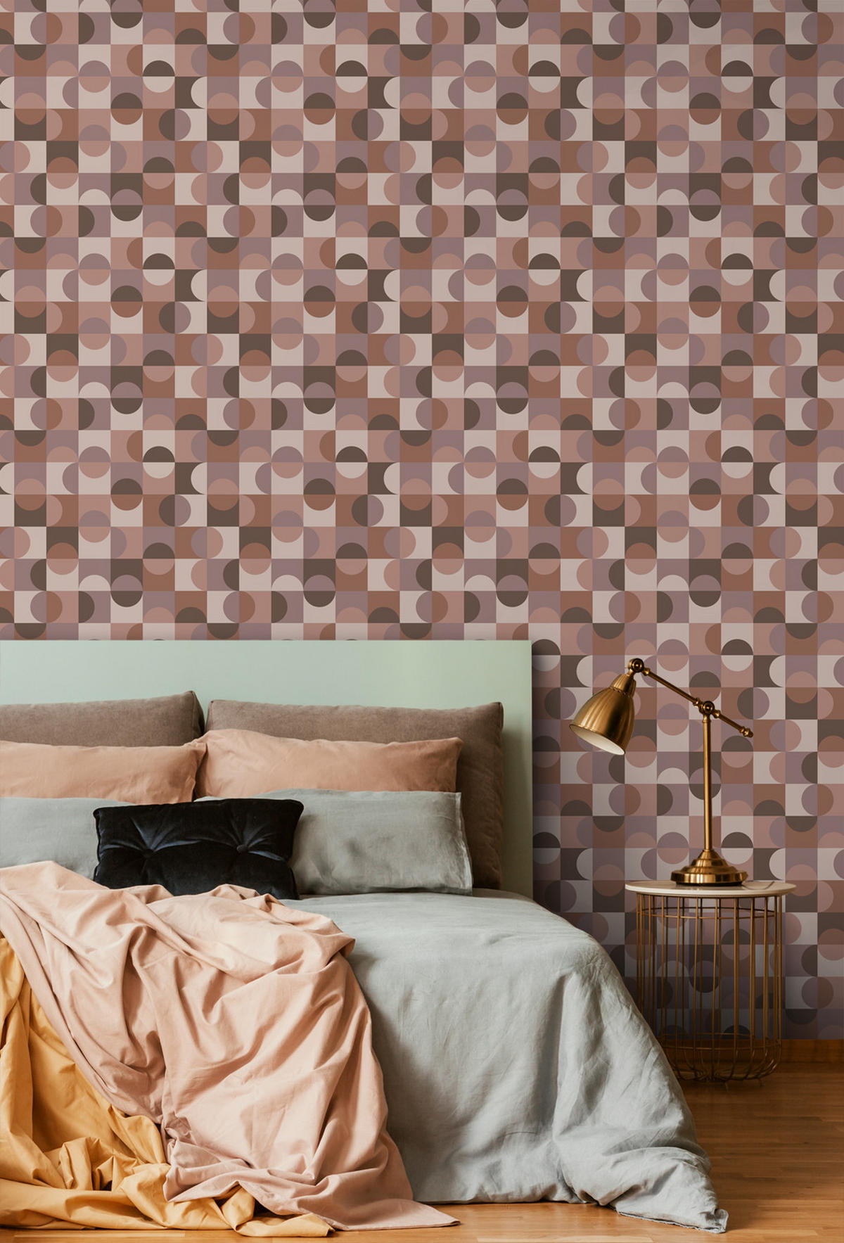 TAPETE Kreise im Bauhaus-Stil 50 x 900 cm - Braun, Papier (50/900cm) - ESTAhome