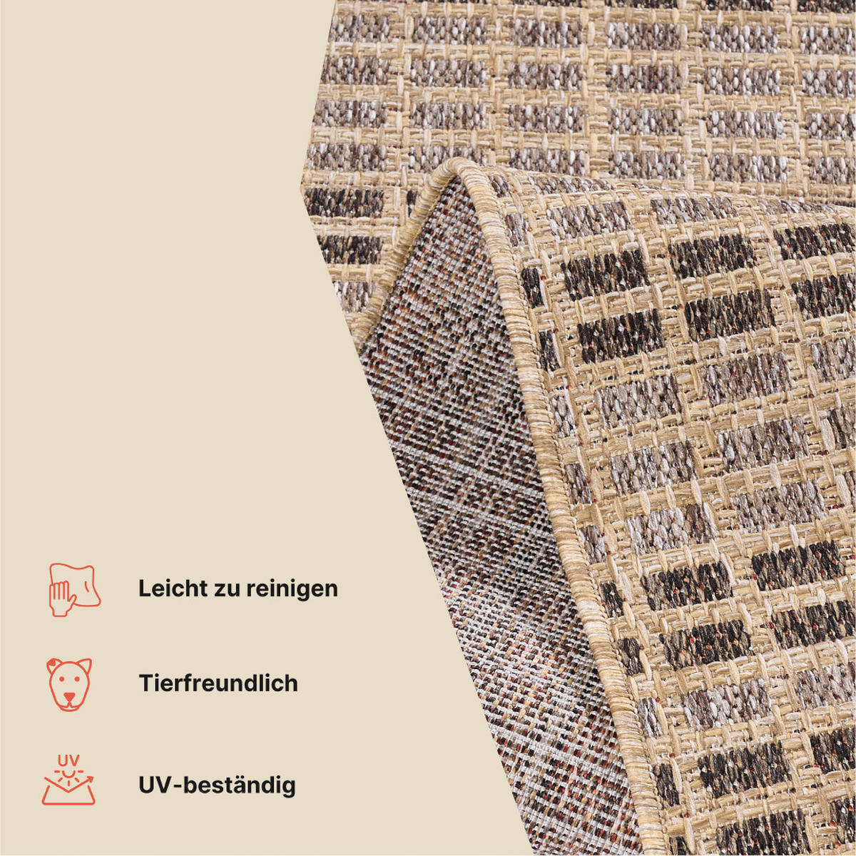 TEPPICH YUCANA Beige Outdoor Flachgewebe 200/300 cm - Beige, Textil (200/300cm) - Tapiso