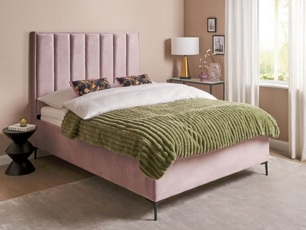POLSTERBETT 160x200 cm Rosa Sezanne - Pink, Textil (160/200cm) - Beliani