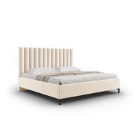BETT mit Bettkasten und Kopfteil Allison aus Samt leichtes beige 140x200cm - Creme, Textil (140/200cm) - Micadoni