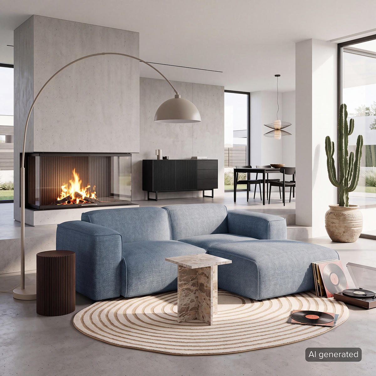 ECKSOFA mit XL-Longchair - Blaugrau/Schwarz, Kunststoff/Textil (260/171cm) - home24