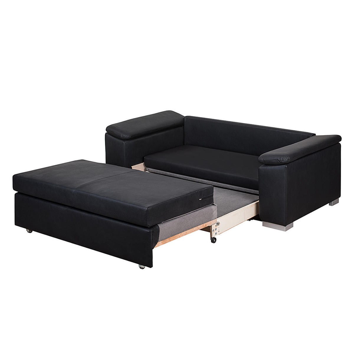 SCHLAFSOFA mit schräger Armlehne - Schwarz, Kunststoff (190/90/90cm) - home24