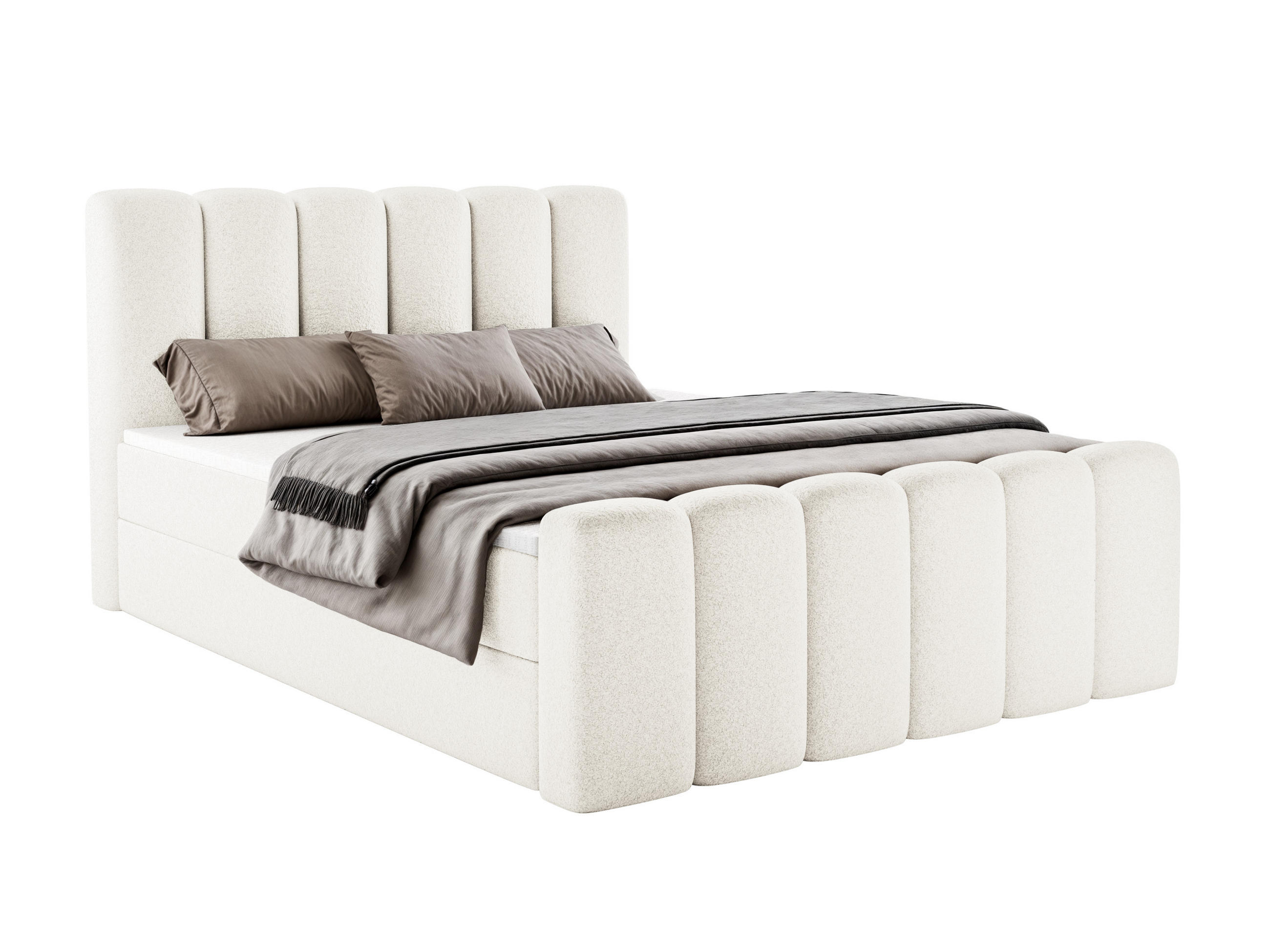 BOXBETT Nola mit Topper Weiß 160x200 - Weiß, Textil (160/200cm) - Luxkor24