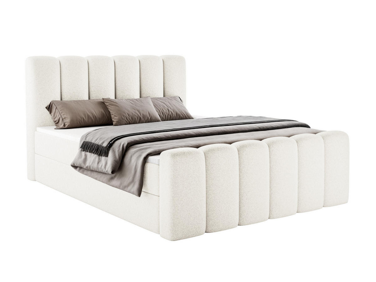 BOXBETT Nola mit Topper Weiß 160x200 - Weiß, Textil (160/200cm) - Luxkor24