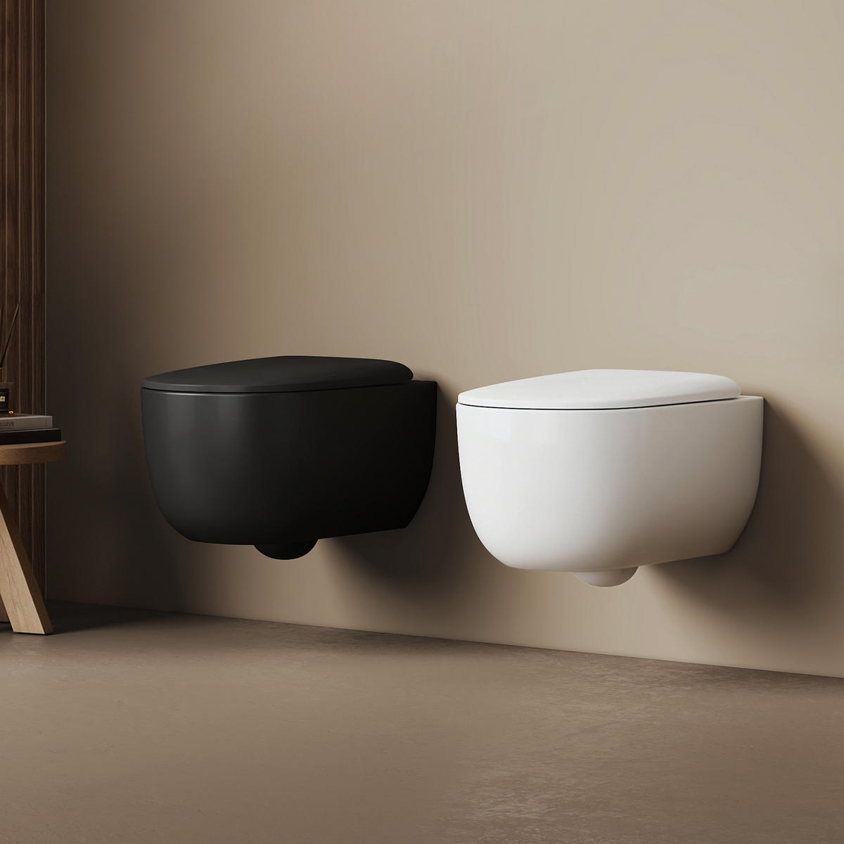 WAND-WC Spülrandlose CT03 55,5/36,5 cm Matt Schwarz - Schwarz, Keramik (36.5/36/55.5cm) - EMKE