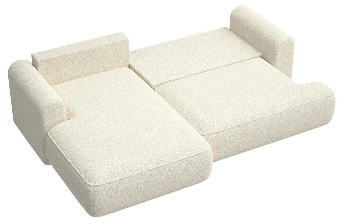 ECKSOFA Ovo Hellbeige Webstoff-Bezug - Ecru/Schwarz, Kunststoff/Textil (260/165cm) - Selsey