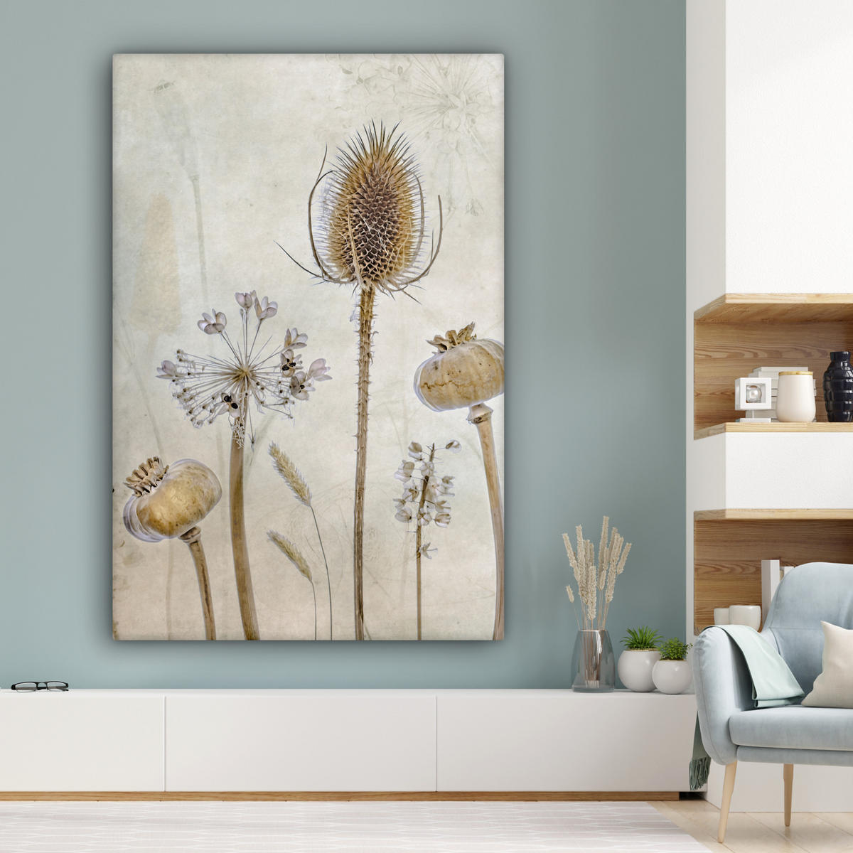 SLIKA NA PLATNU Tihožitje s cvetjem 90x140 cm - bež, tekstil (90/140cm) - MuchoWow