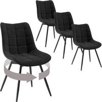 ESSZIMMERSTUHL 4er Set, aus Samt, Schwarz - Schwarz, Textil/Metall (46/83.5/60.5cm) - Woltu