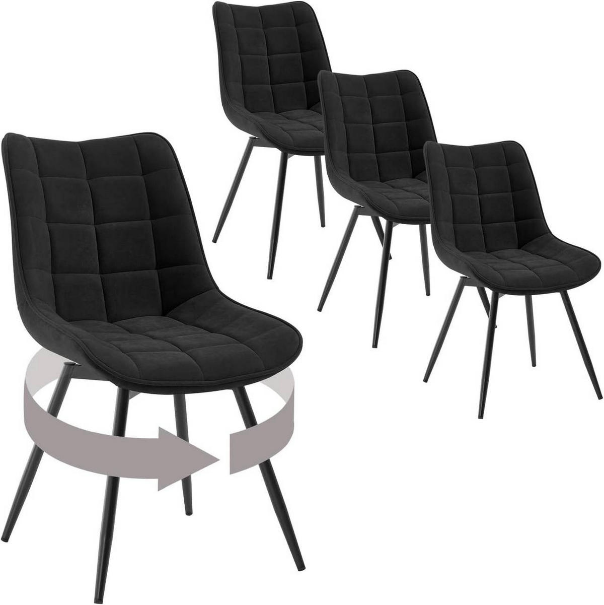 ESSZIMMERSTUHL 4er Set, aus Samt, Schwarz - Schwarz, Textil/Metall (46/83.5/60.5cm) - Woltu
