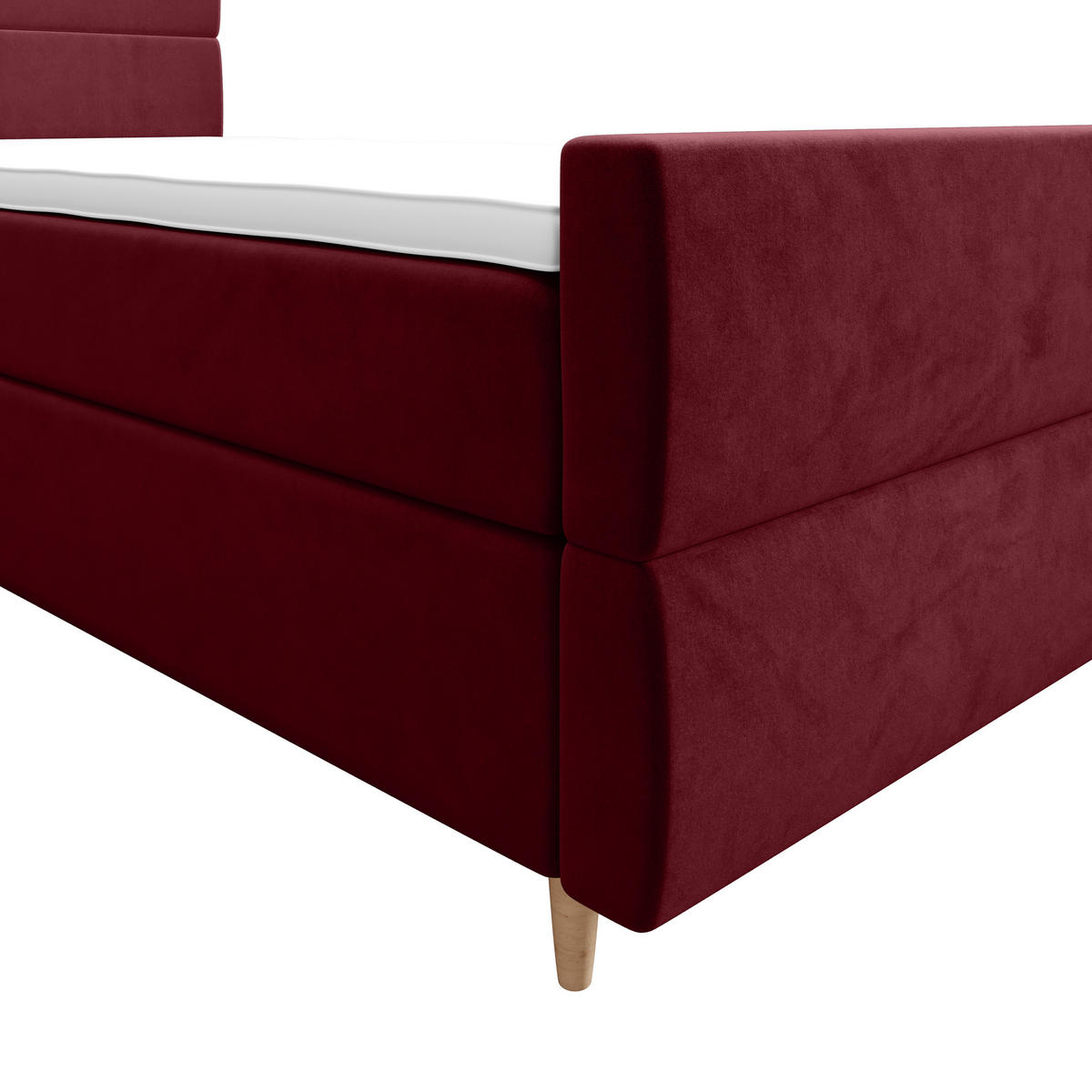 BOXBETT FLO PLUS 100x200 Itaka 34, mit Matratze H3, Bonell und Topper, Rot - Rot, Holz/Textil (100/200cm) - Bedante