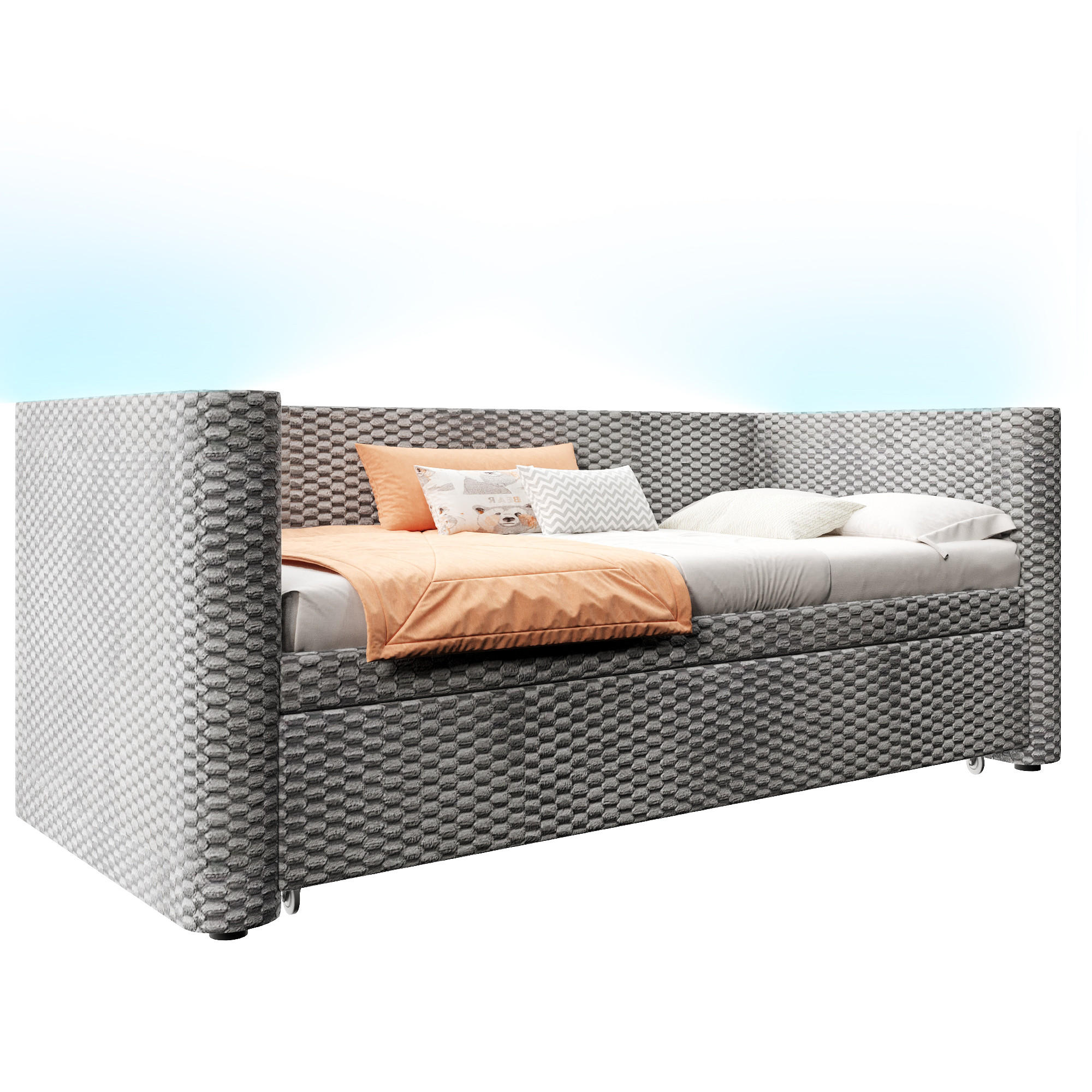 TAGESBETT ausziehbar 90x200/180x200 cm Samt Grau - Grau, Metall (90/200cm) - Meubliv