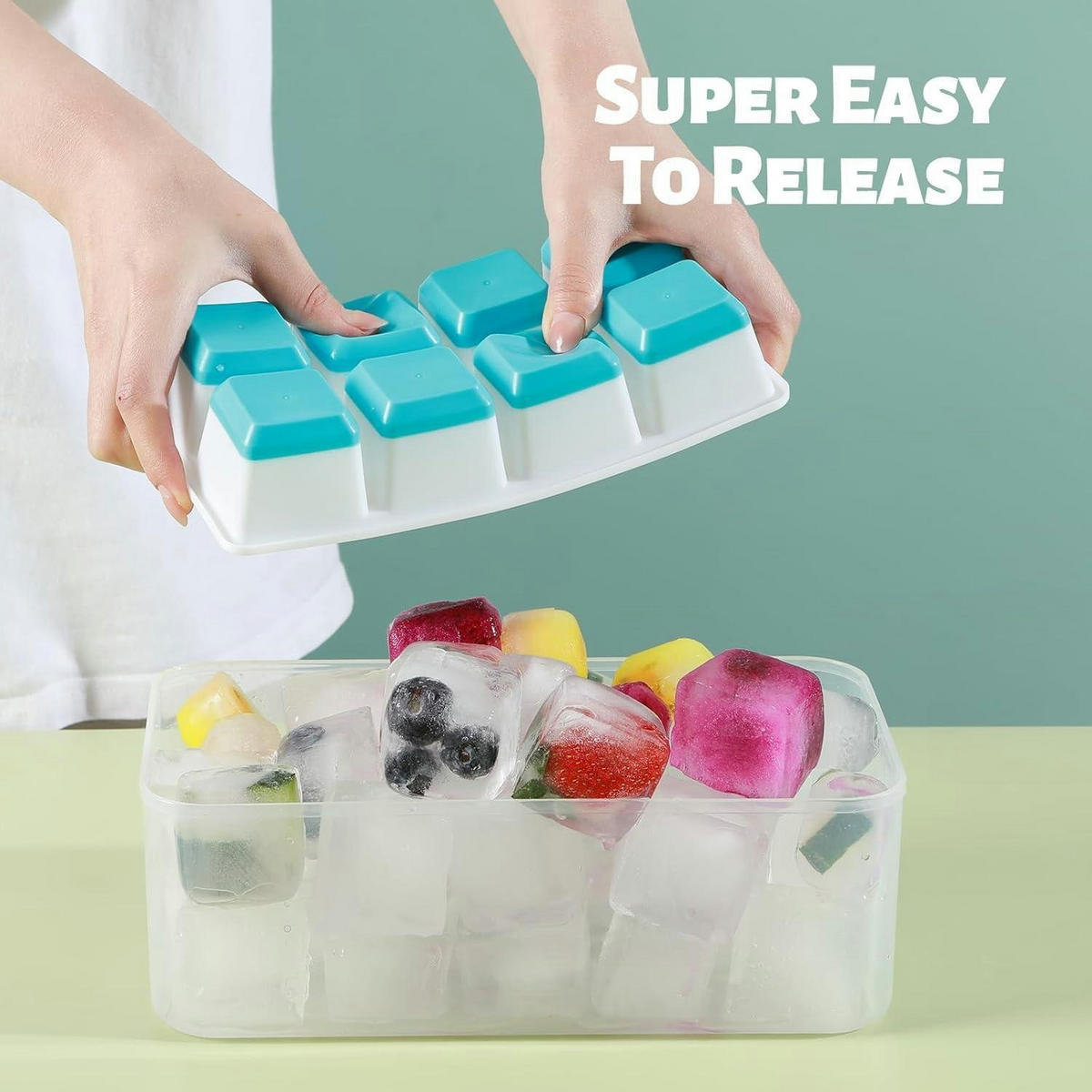 EISWÜRFELFORM 2er-Set Silikon Blau - Blau, Kunststoff (10/6/20cm)