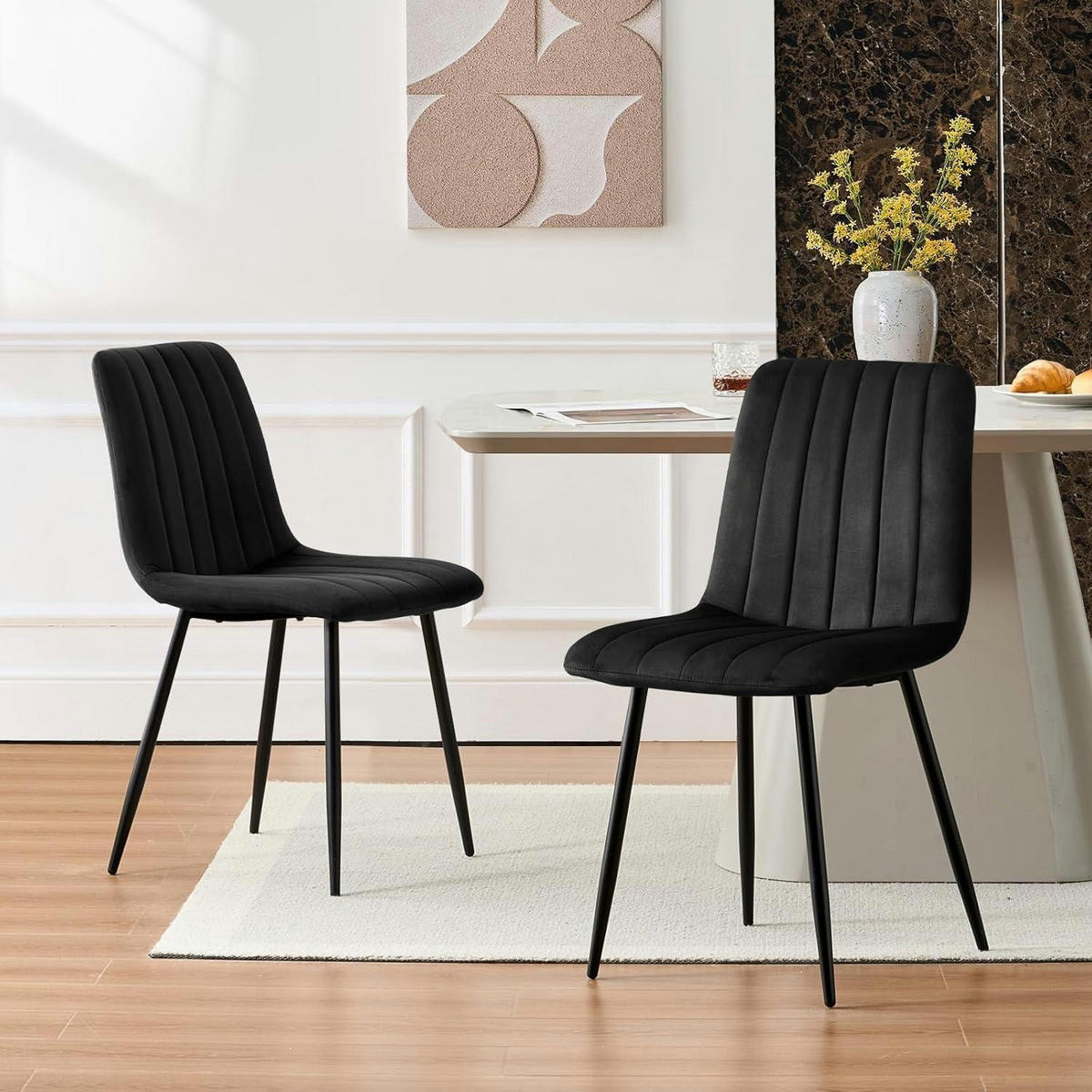 ESSZIMMERSTÜHLE 2er Set Samt Schwarz - Schwarz, Textil (54/86/45cm)