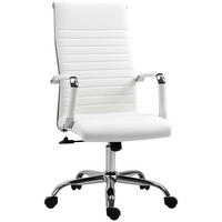 BÜROSTUHL Drehstuhl Chefsessel höhenverstellbar Kunstleder Schaumstoff Weiß - Weiß, Leder (62/114/54cm) - Vinsetto