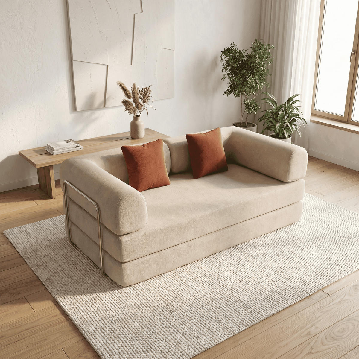 SCHLAFSOFA Kaia Sand Braun - Sandfarben, Textil (180/70/100cm) - COCO Living