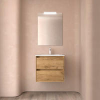 BADEZIMMERMÖBEL NOJA 700 2 Schubladen EICHE AFRIKA + Waschtisch + Spiegel - Schwarz, Metall (45/54/70cm) - Salgar