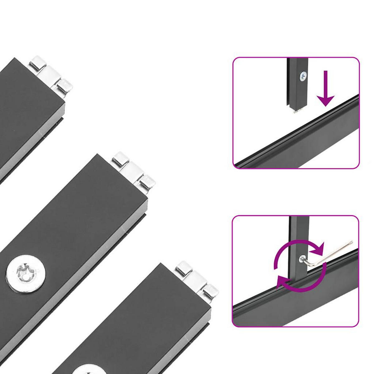 GEWÄCHSHAUS mit Fundamentrahmen 224/169/195 cm, aus Aluminium, Anthrazit - Anthrazit, Metall (169/195/224cm) - vidaXL