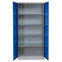 STAHLSCHRANK Bee mit 9 lackierten Fachböden 195x92x50 cm Korpusfarbe Lichtgrau Frontfarbe Enzianblau - Blau, Metall (92/195/50cm)