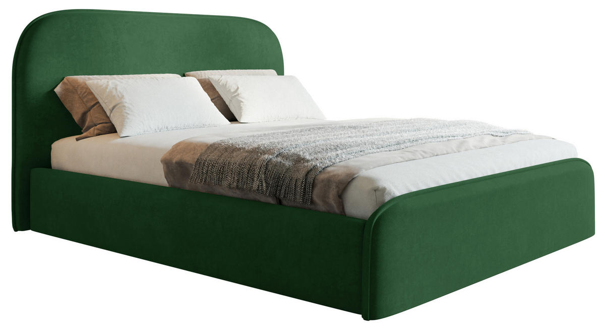 BETT 200x200 cm Wendra Slim mit Lattenrost, Bettkasten, Samt, Grün - Grün, Holz/Textil (200/200cm) - Emporius