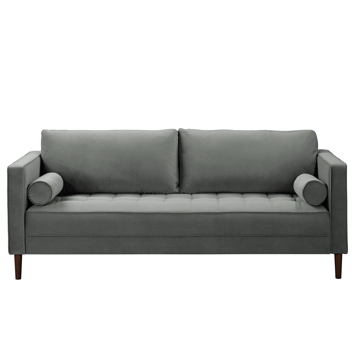 3-SITZER SOFA - Samt - Grau, Textil (191/80/86cm) - home24
