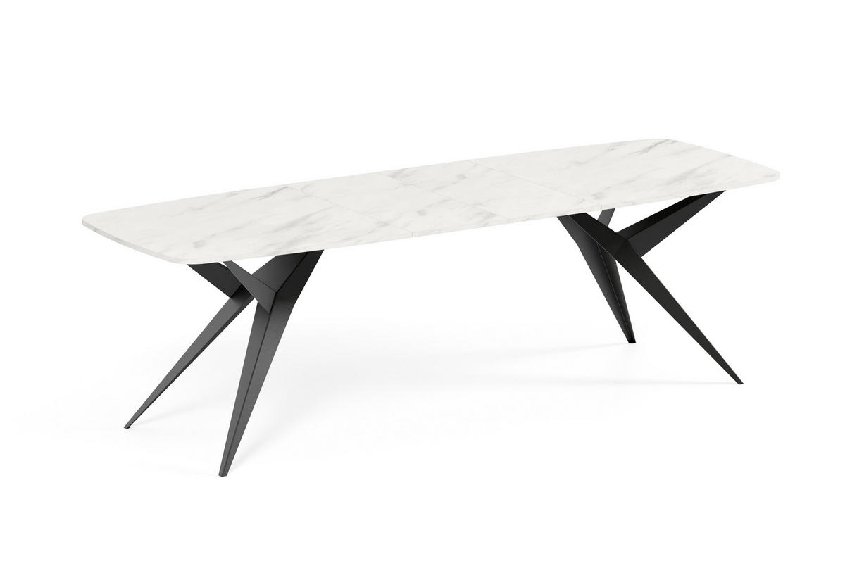 ESSTISCH AXIS - Weiß Hochglanz/Schwarz, Holzwerkstoff/Metall (90/180/76cm) - Meblini