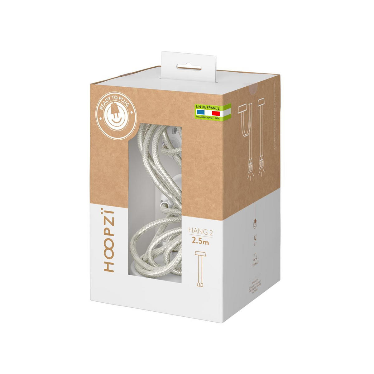 PENDELLEUCHTE Hang 2 Flammig Retro Weiß - Weiß, Naturmaterialien (250/1/250cm) - HOOPZI