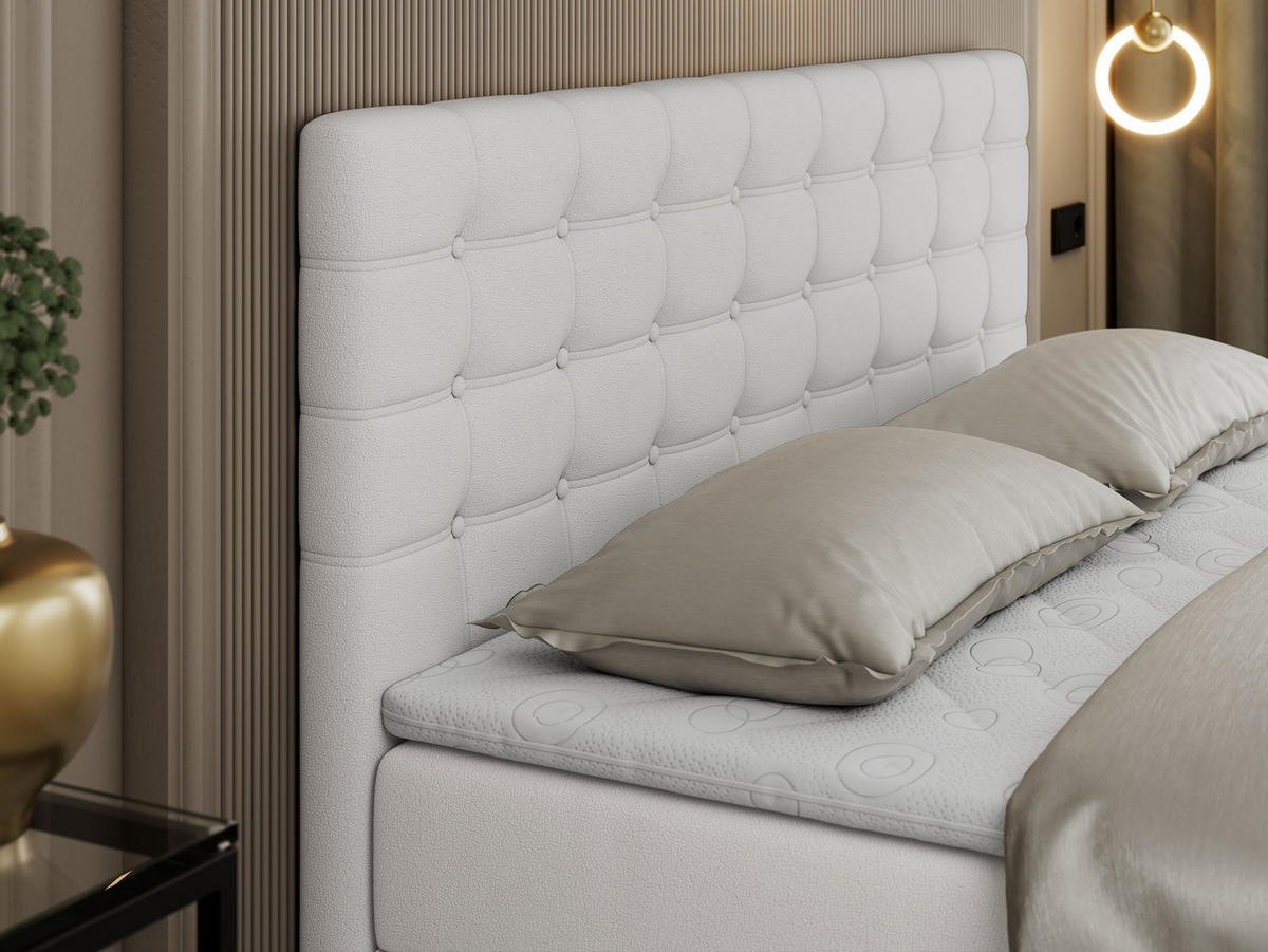 BOXBETT SUSAN 120/200 Weiß Kunstleder - H3 - Weiß, Holz/Textil (120/200cm) - MKS