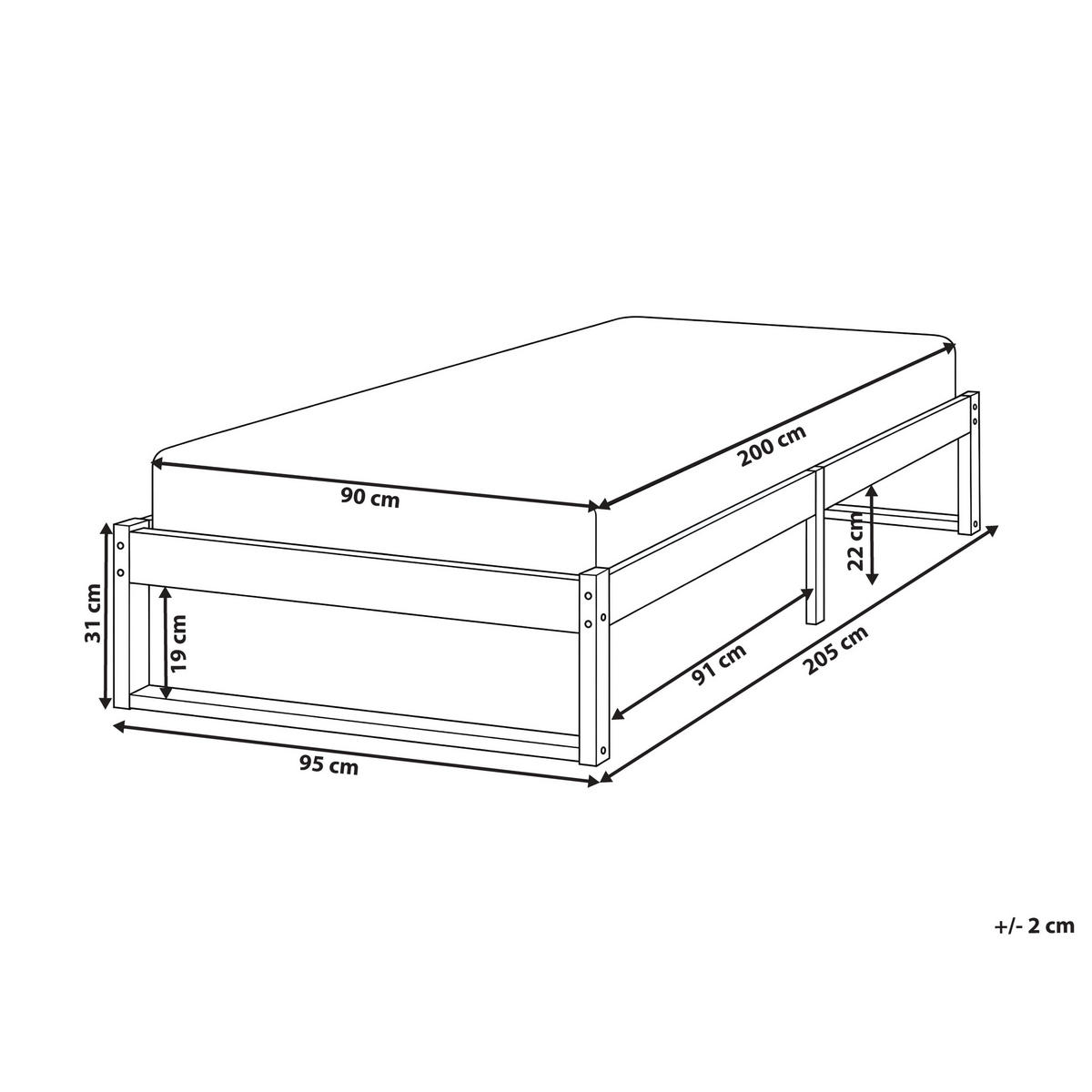BETT ohne Kopfteil 90/200 Kiefernholz Hellbraun Talairan - Hellbraun/Braun, Holz (90/200cm) - Beliani